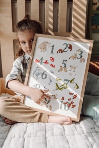 Plakat z liczbami i zwierzętami dla przedszkolaka