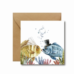 Kartka na ślub z rybkami, dla miłośników akwarystyki