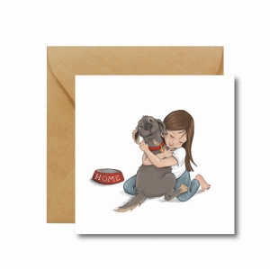 pieskie życie - kartka okolicznościowa - dziewczynka z pieskiem