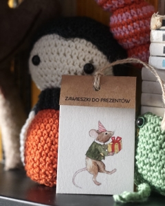 bileciki do prezentów hi little z żąbką i myszkami