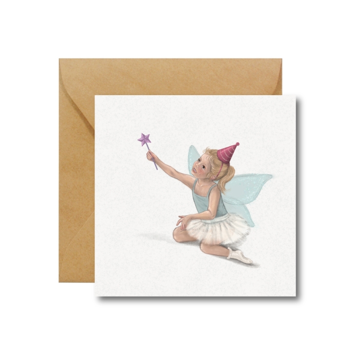 fairy with a wand - birthday card for a girl