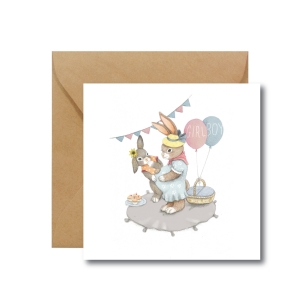 kartka na baby shower z kroliczkami